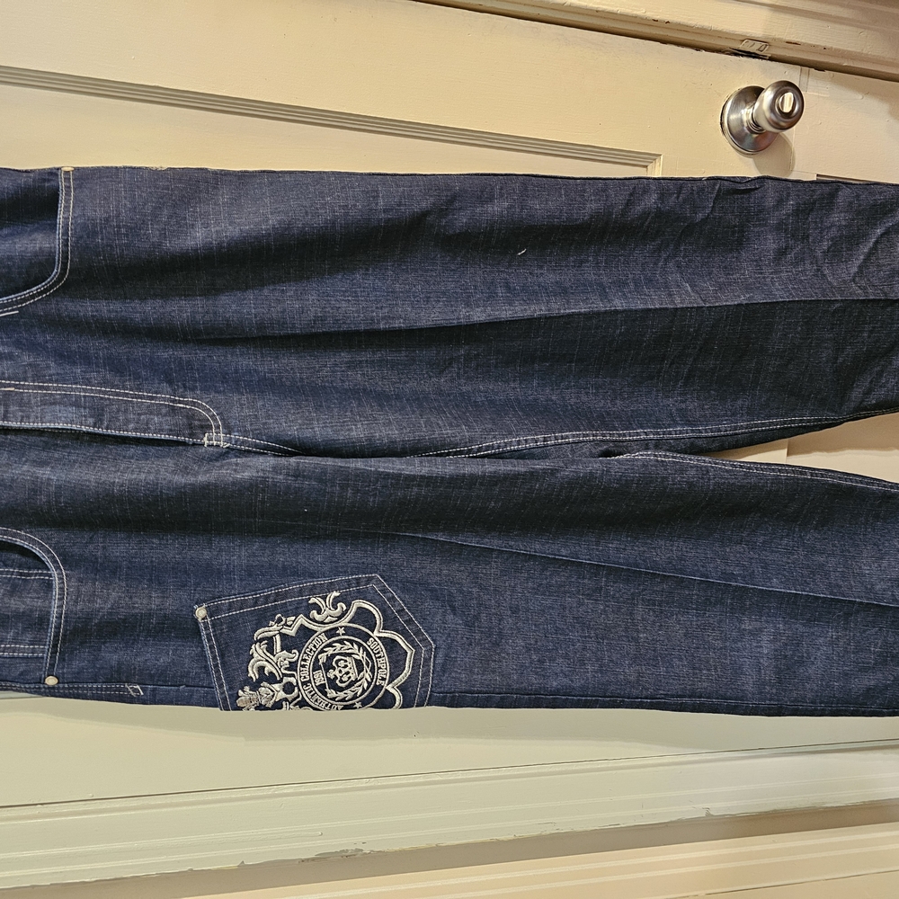 Dark Blue Denim Jeans with Embroidered Pocket